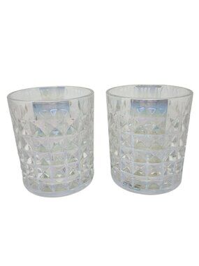 2 HYPNOTIQ Liqueur Rainbow-Colored Cocktail Glasses Geometric Diamond Pattern
